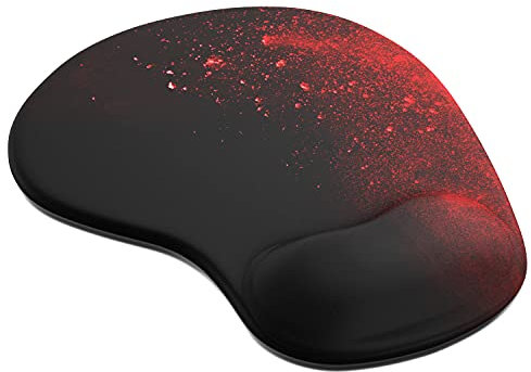Mouse Mat BLACK ANTI-SLIP COMFORT MOUSE PAD MAT WITH GEL FOAM REST WRIST SUPPORT FOR PC LAPTOP - Compatible with Laser and Optical Mice - Blood
