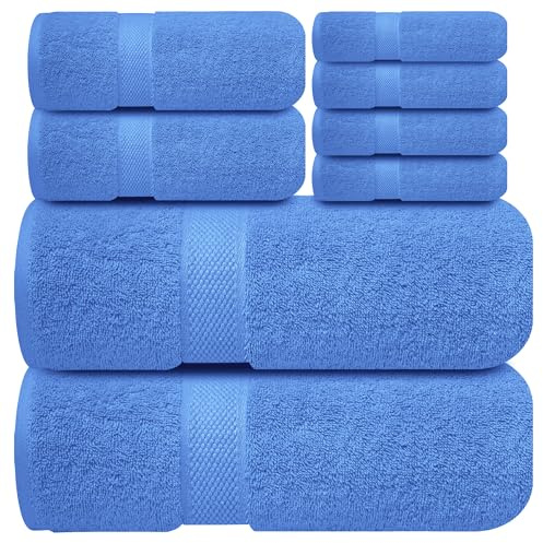 Infinitee Xclusives Handtücher Set,100% Baumwolle, 8-Teiliges Handtücher | 2 Badetücher, 2 Handtücher, 4 Washclappen – Saugfähige Badehandtücher – für Fitnessstudio, Dusche, Spa und Hotel
