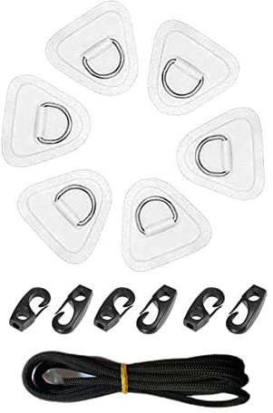 6 Stück D-Ring Pad Patch, MoreChioce D-Ring Befestigung Pad Boot Deck Befestigung Ausrüstung Kit Befestigungshaken Boot Deck Befestigung Kit für Boot Kajak SUP Kanu Schlauchboote,Weiß