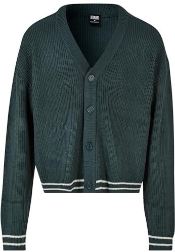 Urban Classics Cardigan Squadrato Sportivo Maglione, Verde Bottiglia, 2XL Uomo
