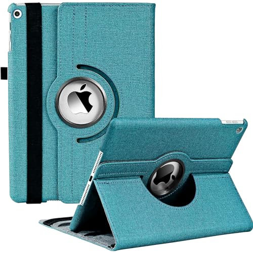 Rotierende Hülle für iPad 9. Generation Hülle (2021) / 8. Generation (2020) / 7. Generation (2019) 10,2 Zoll - 360 Grad drehbare iPad Hülle Ständer Cover mit Auto Wake Sleep Funktion (Denimgrün)