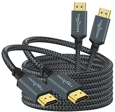 Twozoh Cable HDMI 4K 3M 2 Unidades, Cable HDMI trenzado de nailon a HDMI soporte 18Gbps 3D/4K@60Hz/2160P/1080P