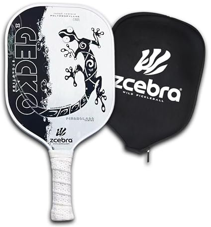 ZCEBRA Pala de Pickleball Composite - Raqueta Ligera Fibra de Vidrio núcleo de Panel de Abeja Polipropileno Texturizada – Paddle Premium ZGECKO (Blanco)