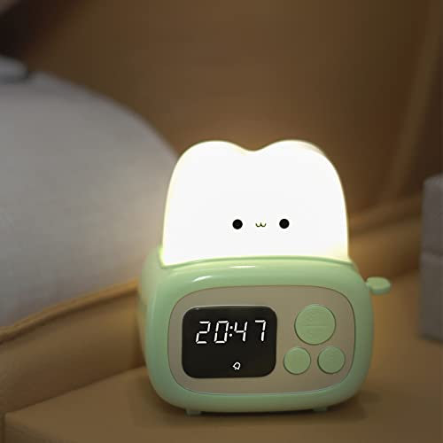Plcnn Cute Night Light LED Toast Bread Alarm Clock Night Light Rechargeable and Portable Nightlight Lamp Funny Toaster Lamp, Cute Birthday Gifts for Girls, Boys