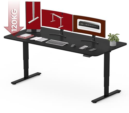 SANODESK Höhenverstellbarer Schreibtisch komplette Tischplatte Schreibtisch Höhenverstellbar Elektrisch Ergonomischer mit Flüsterleisem Dual-Motor 180x80cm