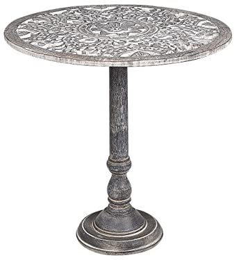 Beistelltisch grau/Gold rund ⌀ 61 cm mit Säulenfuß Antik Optik Klassich Napara