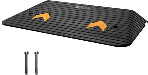 VEVOR 3 Rise Door 1 Channel, Natural Rubber Car Non-Slip Textured Surface, 33069 lbs Load Capacity Curb Ramp for Wheelchair and Scooter, Black, 90.2 x 45.7 x 7.6 cm