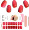 EBANKU 20PCS Gel Nail Stickers, Chrome Red Gel Nail Strips Long Lasting Gel Strips for Nails UV Gel Nail Stickers with Nail File & Wooden Stick for Women Manicure