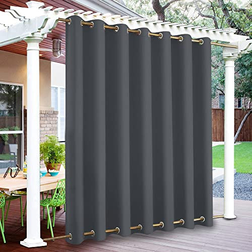 Rosnek Outdoor Vorhang Wetterfest mit Ösen, Outdoorvorhänge B 254×H 274 cm Outdoor Vorhänge Wasserdicht Außenvorhang,Winddicht Balkon Gardinen für Terrasse,Pergola,Pavillon,1 Stück,Obere Untere Ösen