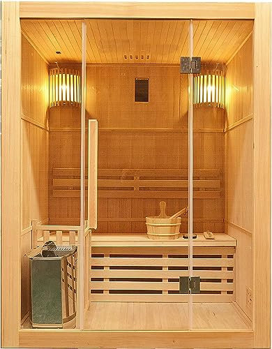 SANOTECHNIK Infrarotkabine RIGA – Infrarotsauna 3 Personen 150×120×190 cm, Harvia 4,5 kW Ofen, LED‑Farblicht, ESG-Glas – Art.Nr. J60120