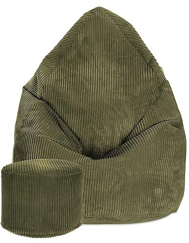 DreamRoots Sitzsack Cord Erwachsener Sitzsäcke Jugendlicher Teenager 80x80x120cm - Sitzsack mit Füllung, Hocker, Lehne und Bezug - Bean Bag Chair - Sitzkissen Boden - Chill Sack