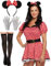 Women's Sexy Minnie Mouse Fancy Dress Costume Ears Headband + Dress + Belt + Gloves + Stocking - Ladies Hen Night Book Day Outfit (One Size UK 8-12)