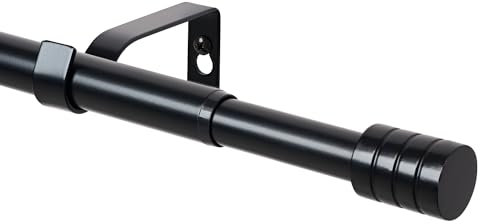 WL.Rocaille Black Curtain pole with graduated cylinder Adjustable curtain track 30 to 52 Inch Extendable metal retractable 76cm to 132cm,for Living Kitchen,Room, Bedroom andbathroom