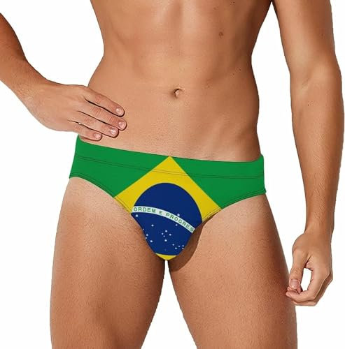 Costume da Bagno Bikini Perizoma a Triangolo con Bandiera del Brasile da Uomo