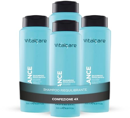 Vitalcare | Sebo Balance – Rebalancing Shampoo, Shampoo für fettiges oder fettiges Haar, mit Vitaminen und Zjcomplex, 4 x 500 ml