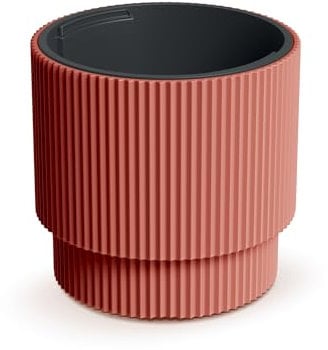 Prosperplast Blumentopf mit Einsatz 39,5 cm Milly Pflanzkübel Rillenoptik aus Kunststoff für innen draußen Farbe Kupfer