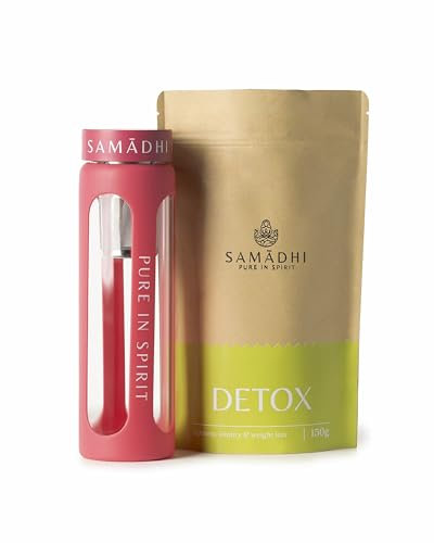 Samadhi - Botella con Infusor y Té Detox Gourmet de Portugal - 550ml - Experiencia de Té Verde y Hierbas Energizantes