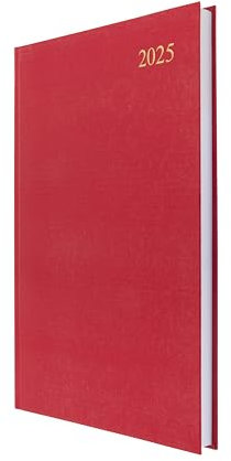 Collins Essential E-ESSA41.15-25 umweltfreundlicher Terminplaner für 2025, A4, Tagesansicht, Business-Planer mit Ledernarbung, Hardcover und Recyclingpapier, Rot