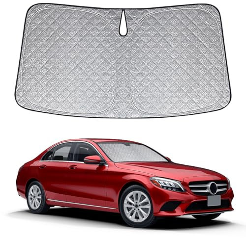 Parasol de Ventana Delantera de Coche Compatible con Mercedes-Benz C-Class W205/W206 2015-2024, Parasol para Parabrisas de Coche en el Interior Plegable, Protección UV Reflectante contra el Polvo
