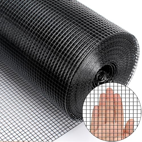Zevemomo Verzinkter Hühnerzaun, Metalldraht, Rolle für Garten, Haustierkäfig, Kaninchenbarriere, schwarz, PVC, 91,4 x 1,5 m