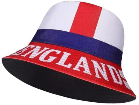 Hazy Blue England Bucket Hat Flag Reversible World Cup Fans Euro Men Women One Size White