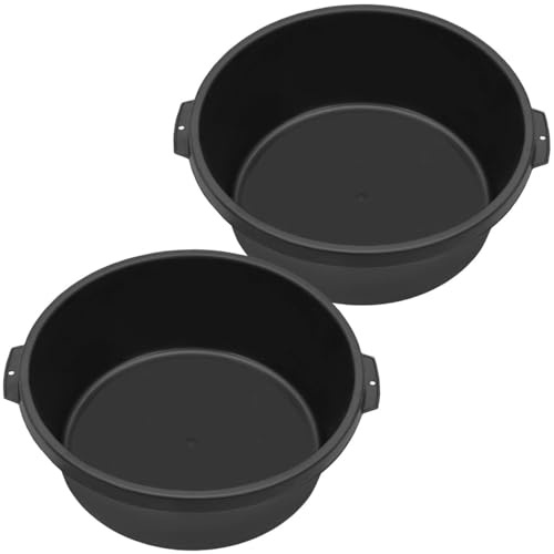 KOTARBAU® Mortar Bucket 11 L Diameter 300 mm Construction Bucket Round Black Plastic Mortar Pot Mortar Box Food Tray Cement Tub Tub for Plants and Garden, black, 11 L, Set of 2