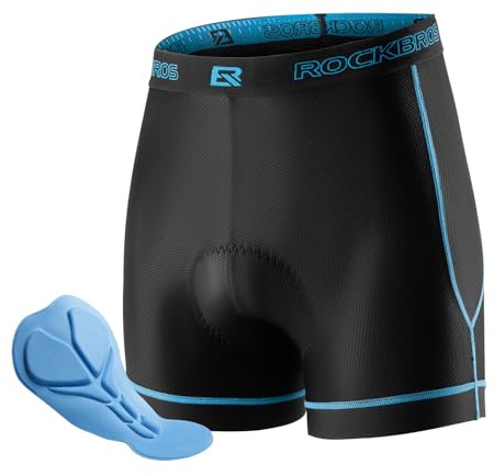 ROCKBROS Fahrradhose Herren Radunterhose mit 3D Sitzpolster Atmungsaktive Fahrradunterhose Gepolstert Fahrrad Unterwäsche Kurz Elastisch MTB Rennrad S-3XL