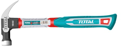 TOTAL - Martillo Carpintero - 450 gr - Adecuado Para la Ebanistería y Carpintería - Con Sacaclavos de Pala Curva - Mango de Fibra Trimaterial - Cabeza de Acero al Carbono Forjado - Función Magnética
