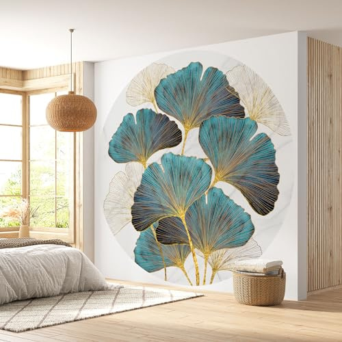 Lumalea - Papier peint rond/cercle Motif fleurs - Papier Premium 185gr Lavable - Diamètre 130 cm