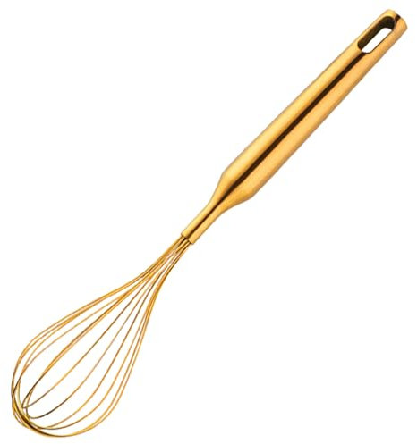 DAGLLGEW Egg Whisk 12 Inch Egg Beater Stainless Steel Dough Whisk 12 Wire Gold Whisk for Cooking Mixing Whisking Baking