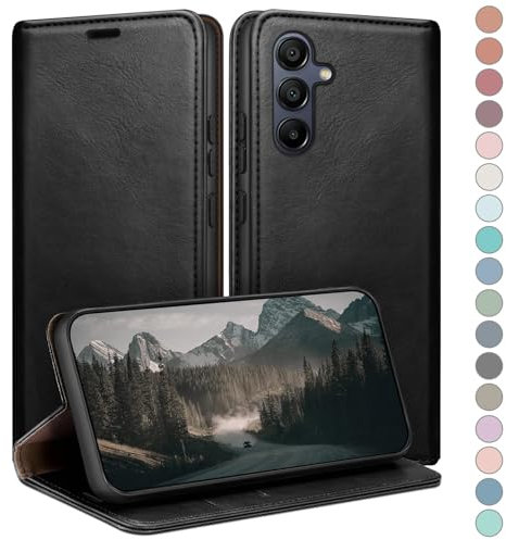HUOUH Coque pour Samsung Galaxy A16 avec RFID Blocage Etui à Rabat en Cuir de Premium,Fentes pour Cartes,Coques de Case,Cover à Rabat pour Samsung A16 Portefeuille Le Noir