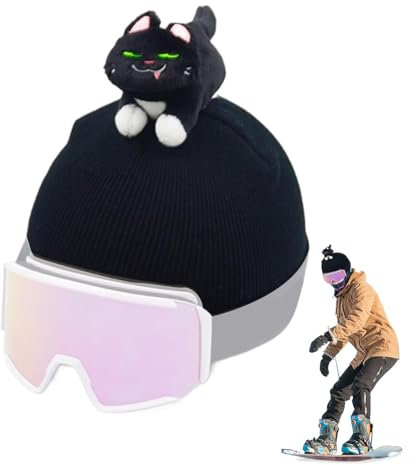 Ski Helmet Cover, Cute Washable Cat Design, Womens Balaclavas, 26x17x12.4 inches Stretchable Helmet Protector for Boys, Girls, Men, Womens, Cycling, Outdoor Sports