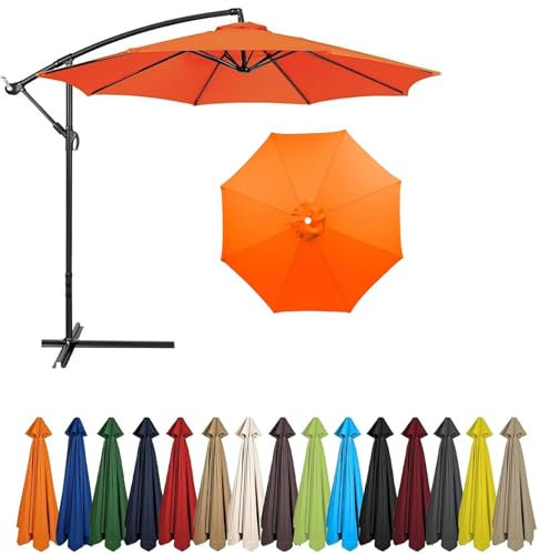 BLGVGKLPNT Toile de Rechange pour Parasol 4,0-2,0 Mètres 6/8 Baleines, Extérieur Auvent de Remplacement,Toile Parasol, Auvent de Remplacement Parasol déporté (8ribs:3.5m/11.5ft,Orange)