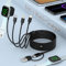4-in-2 Travel Multi Charger Cable, 3 M/10FT Extra Long USB A/C Charging Cable with iWatch Charger+IP*2+Type C Port for Apple Watch Series 9/8/Ultra/7/6/5/SE/iPhone 16/15/14/13/12/Samsung/iPad, Black