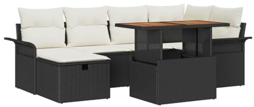 vidaXL Garten-Sofa-Set 7 STK. Schwarz Poly-Rattan