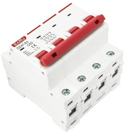 Magnetotermico,Interruttore Magnetotermico DZ47 1-4 poli 3A 6A 10A 16A 20A 32A 40A 50A 63A 400V C tipo Mini interruttore automatico MCB 35mm montaggio su guida DIN capacità di interruzione 6KA(4,3A)