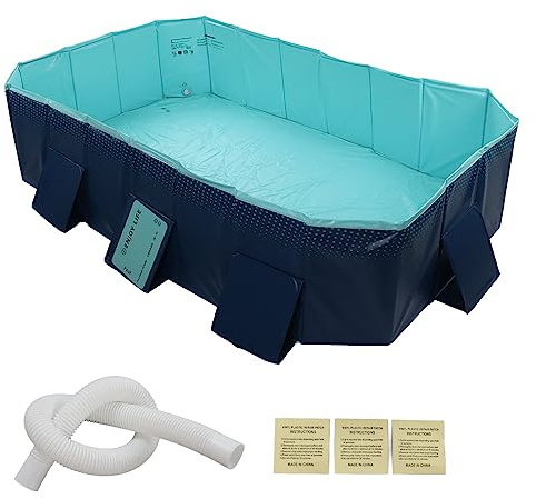 Oreilet Piscina Plegable, Piscinas Plegables Grandes No Inflables, Fiesta Agua Verano Plegable Familia Poldia Mascotas Portátiles para Adultos para el Jardín Al Aire (2,6 m/8,5 pies)