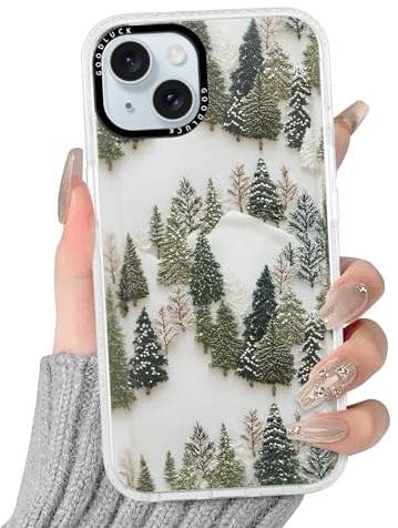 Krdvekm Weihnachten Handyhülle für iPhone 15 Hülle 6,1, Transparent Hülle mit Aesthetic Winter Muster Ultra Dünn Klar Silikon Case Weich TPU Stoßfeste Schutzhülle Mädchen Cover, 01