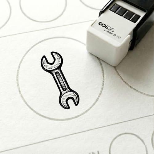 Dekolando Bonusstempel Schraubenschlüssel 10x10 mm – Bonuskartenstempel für Autohaus Kfz-Werkstatt Reifenservice Tuningwerkstatt - Stempel Bonuskarte Kundenkarte Stempelkarte