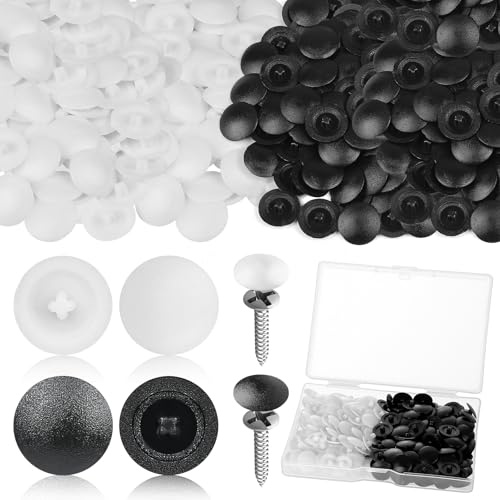 200 tappi di copertura per viti, tappi decorativi, tappi per viti a croce, tappi per viti in plastica per mobili da 12 mm, viti a croce da 7 a 8 mm, (bianco e nero)