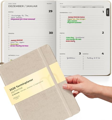 Kalender 2026 A5 – Terminplaner bis einschließlich Dezember 2026 – Buchkalender Wochenplaner – Lehrerplaner Schülerplaner Uni Planer – Organizer Terminbuch Notizbuch – Minimalist Jahreskalender Planer