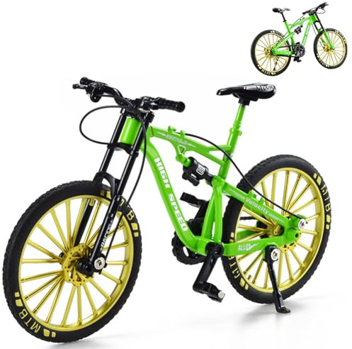 CRTLNYH Finger Fahrrad Modell, Mountainbike-Modell Spielzeug,Mini Fahrrad-Legierung Fahrradmodell,für Freunde und Familie, Lernspiel, Geburtstagsparty-Geschenk,17.8 * 10.8 * 6CM (Grün)