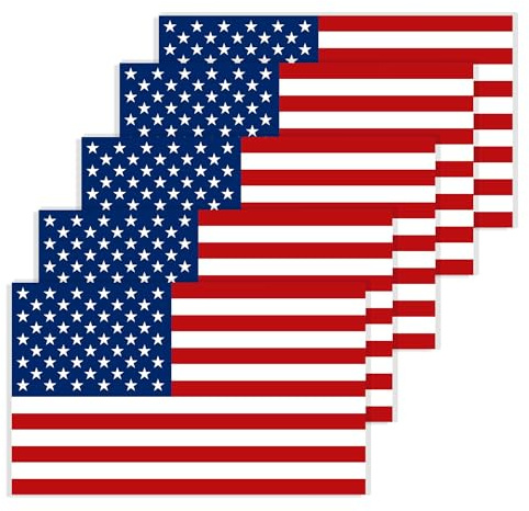 Lot de 5 autocollants drapeau américain, bannière américaine, pour pare-chocs de voiture, fenêtre, ordinateur portable