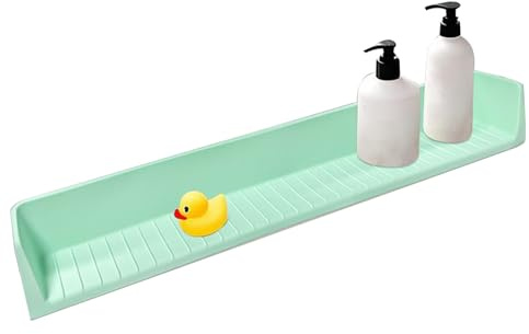 Gvblkq Splash Guard for Bathtub - Suction Cup Shower Water Barrier, Bathroom Sink Vanity Counter Shield, Foldable Desktop Corner Supply, White Small Size for Kitchen Home Hotel Apartment Storage Use