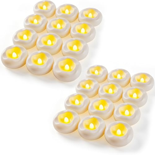 24 schwimmende LED-Kerzen, wasseraktivierte schwimmende Kerzen, flammenlose Kerzen für Wasser, geeignet für Glasvasen, Hochzeiten, Weihnachten, Poolpartys, Tischdekoration, warmes Gelblicht