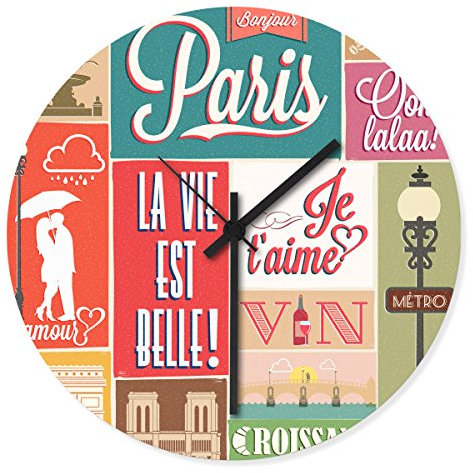 Wandkings Wanduhr mit farbenfrohen Motiven - Wähle ein Motiv - Paris
