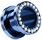 Flesh Tunnel Plug Edelstahl 316L Zirkonia Kristalle Strass Hollow Schraubverschluss blau-klar 10 mm