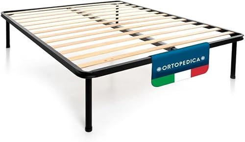 DOLCI SOGNI Rete Matrimoniale 160x190, Rete Ortopedica 100% Made in Italy, Rete Letto Matrimoniale a Doghe in Legno con 4 Piedi Letto Smontabili, Struttura Letto Matrimoniale 160x190 in Ferro