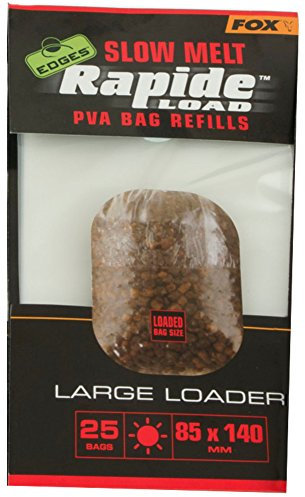 Fox Edges Rapide Refills Slow Melt - PVA Beutel zum Anfüttern, wasserlösliche Taschen für Grundfutter, Futterbeutel zum Angeln, Größe/Packungsinhalt:85x140mm - 25 Stück