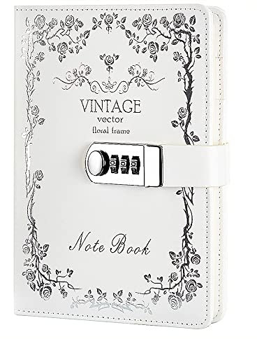 NectaRoy Carnet de Notes avec Serrure à combinaison - Journal Intime avec Cadenas - Cahier Journal Bloc-notes Secret en PU Cuir Pour Bureau, Cartes Porte-stylo, Taille 215x150mm